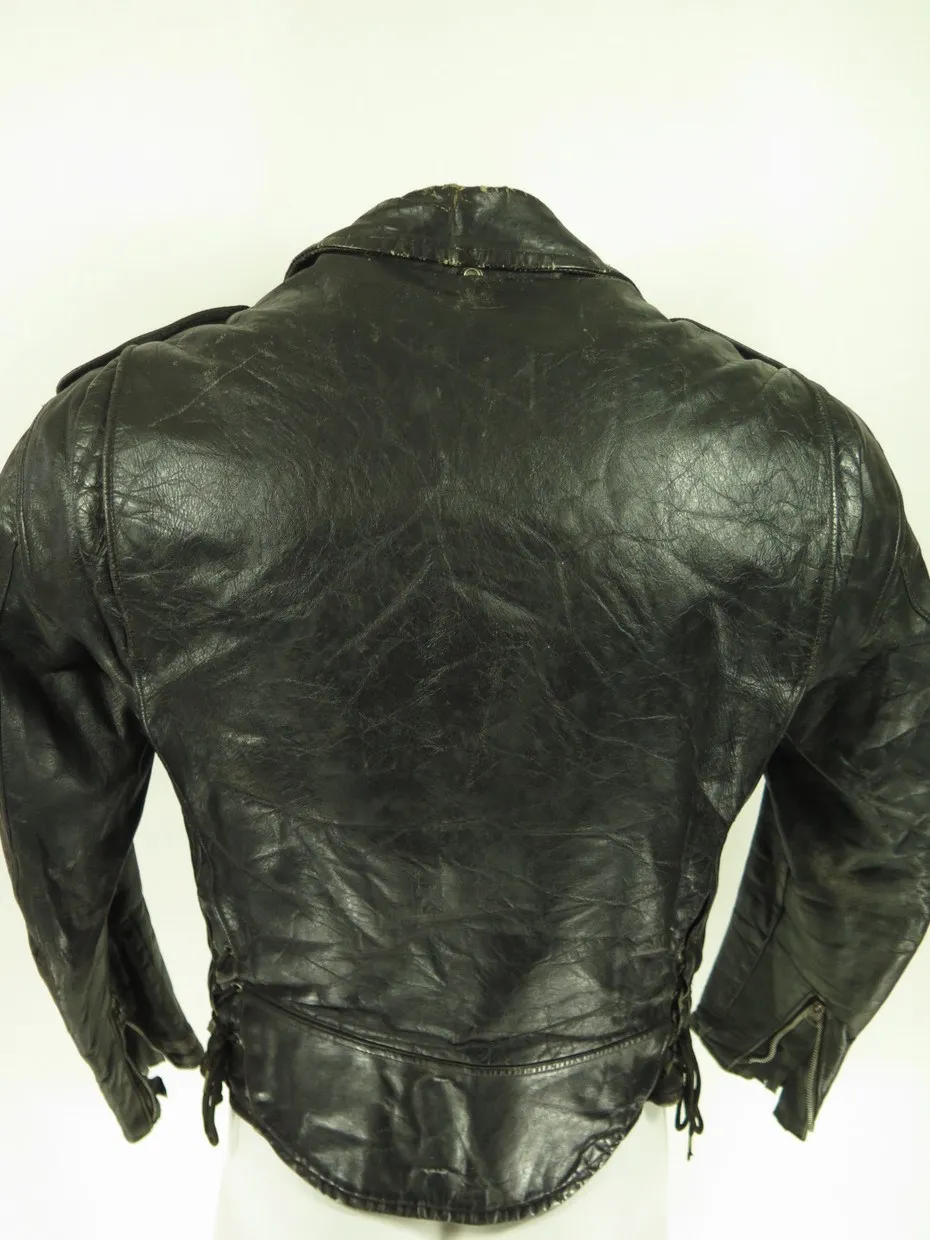 Vtg 50s Beck Leather Jacket Mens S Renegade Motorcycle Biker Black Brando