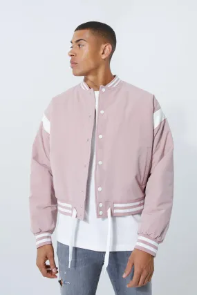 Washed Nylon Bomber With Contrast Trims