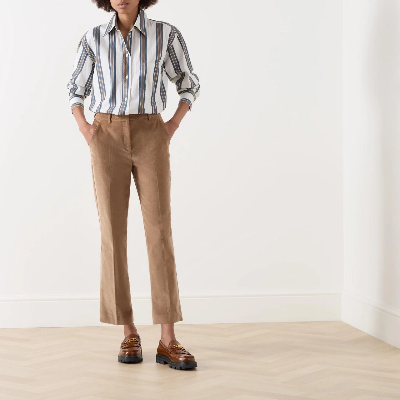 WEEKEND MAX MARA Corduroy High-Rise Flared Trousers - Camel