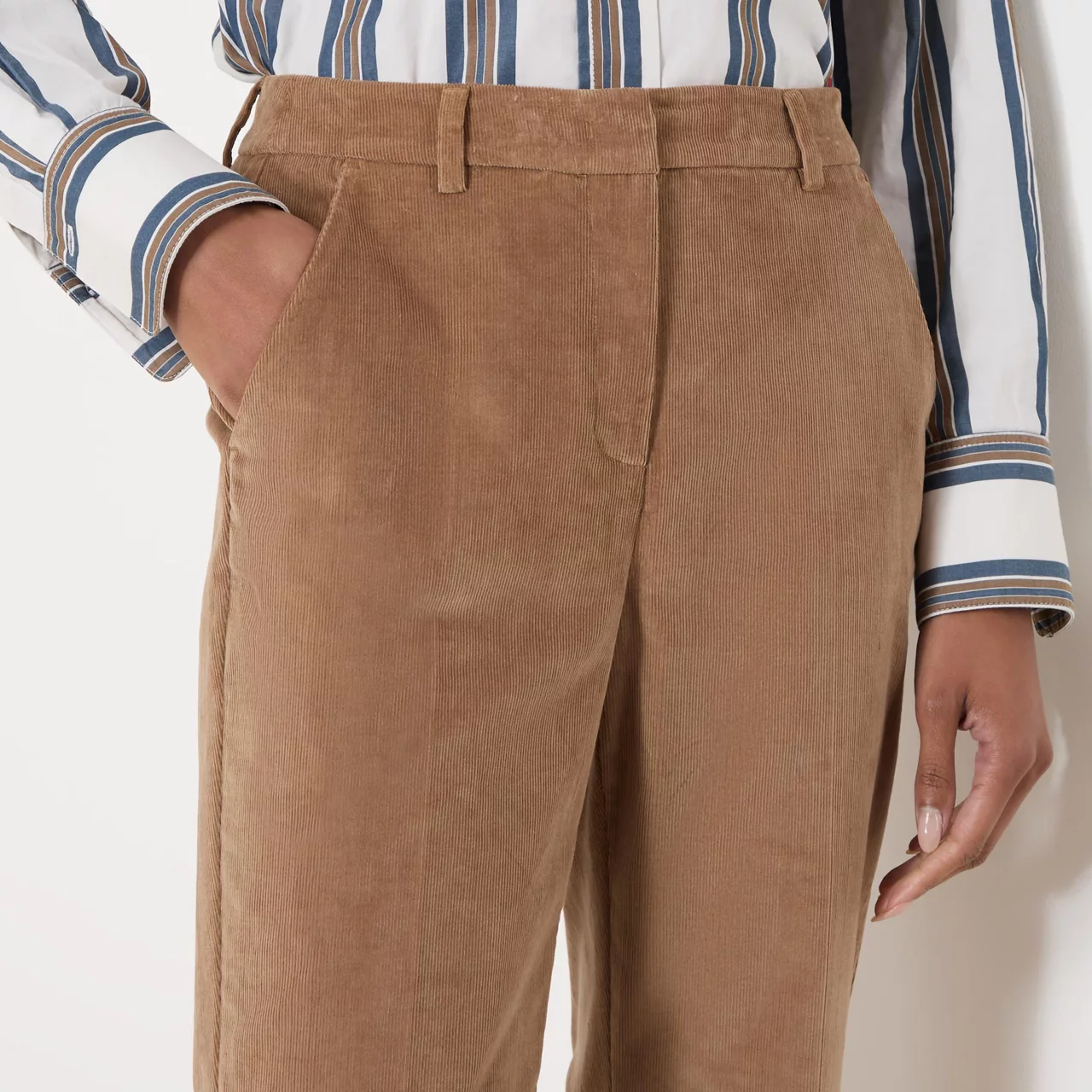 WEEKEND MAX MARA Corduroy High-Rise Flared Trousers - Camel