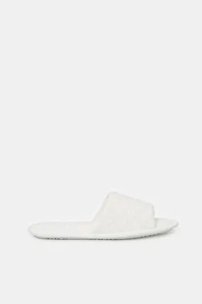 Women White Embossed Slipper