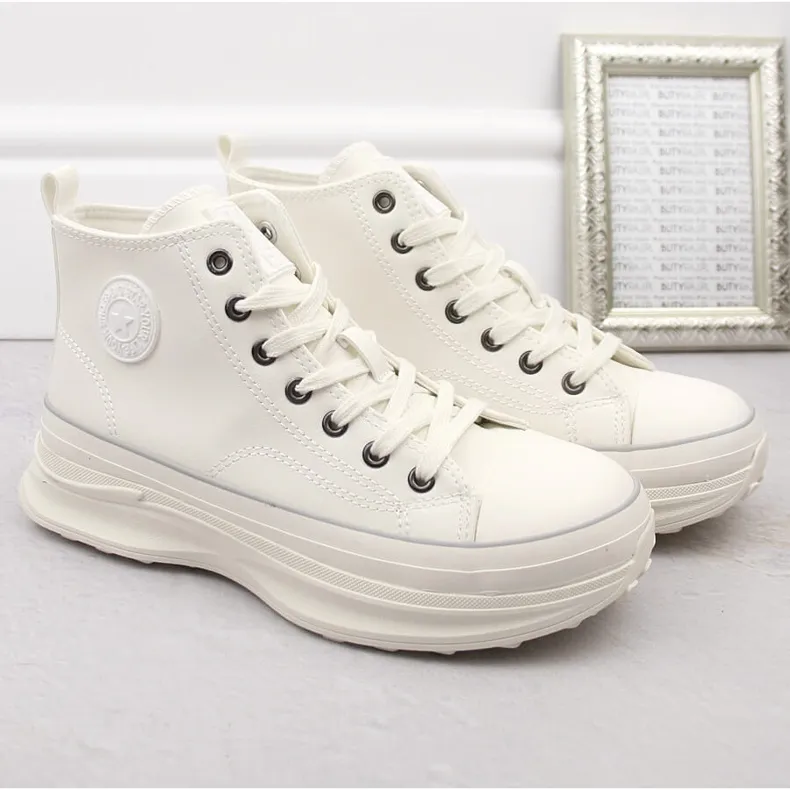 Women's high platform sneakers white Big Star OO274064