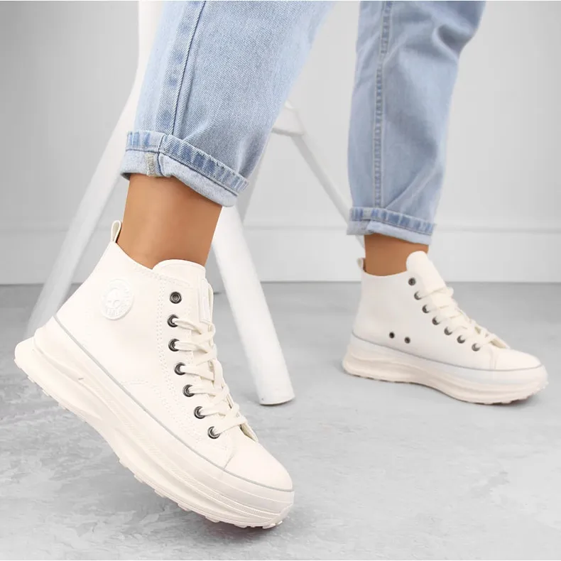 Women's high platform sneakers white Big Star OO274064