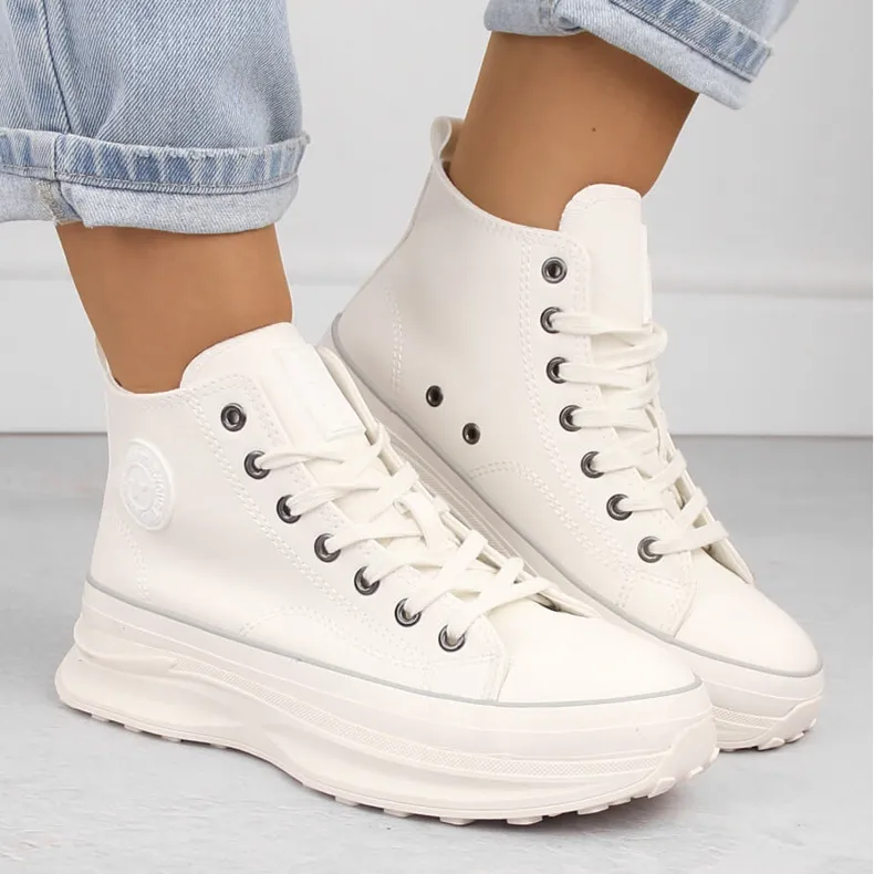 Women's high platform sneakers white Big Star OO274064