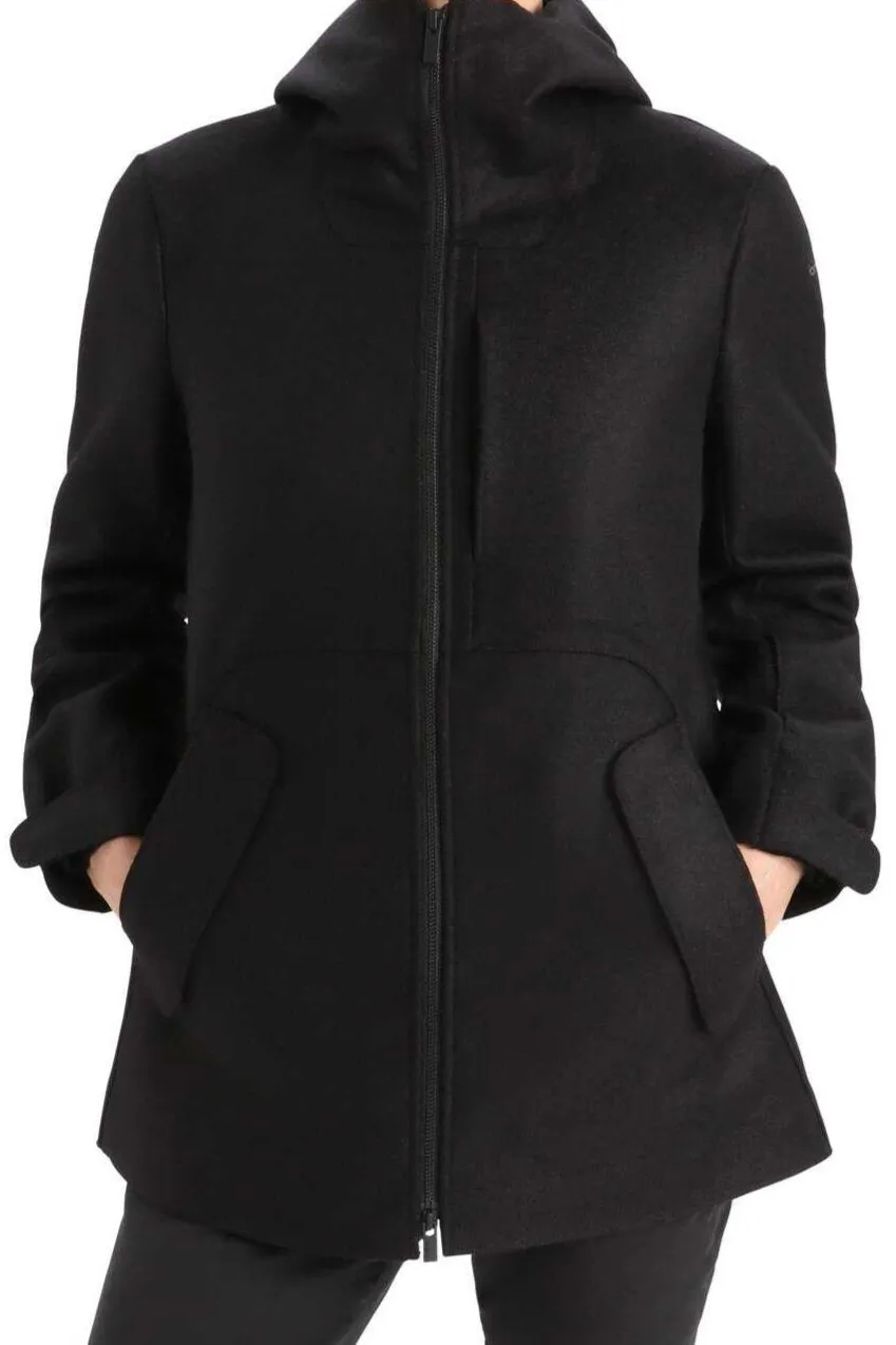 Womens Felted Merino Hooded Jacket - Black