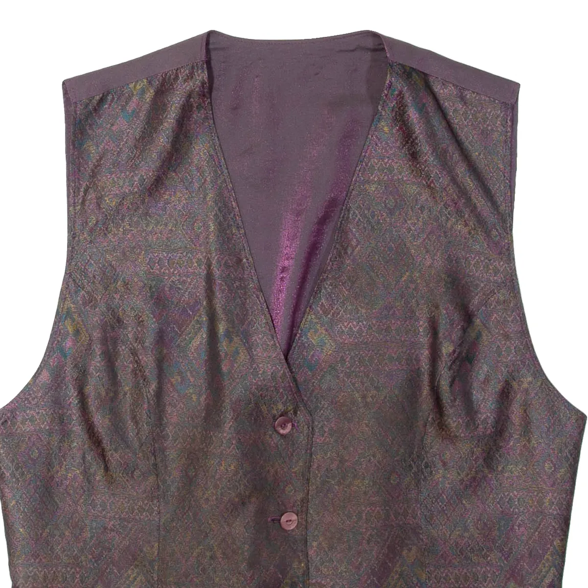 Womens Waistcoat Purple 90s Geometric M