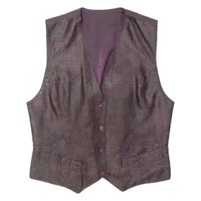 Womens Waistcoat Purple 90s Geometric M