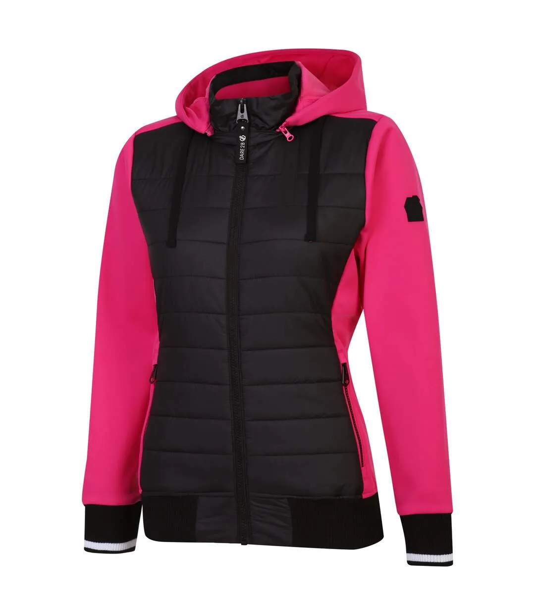 Womens/ladies fend hooded jacket black/pure pink Dare 2B