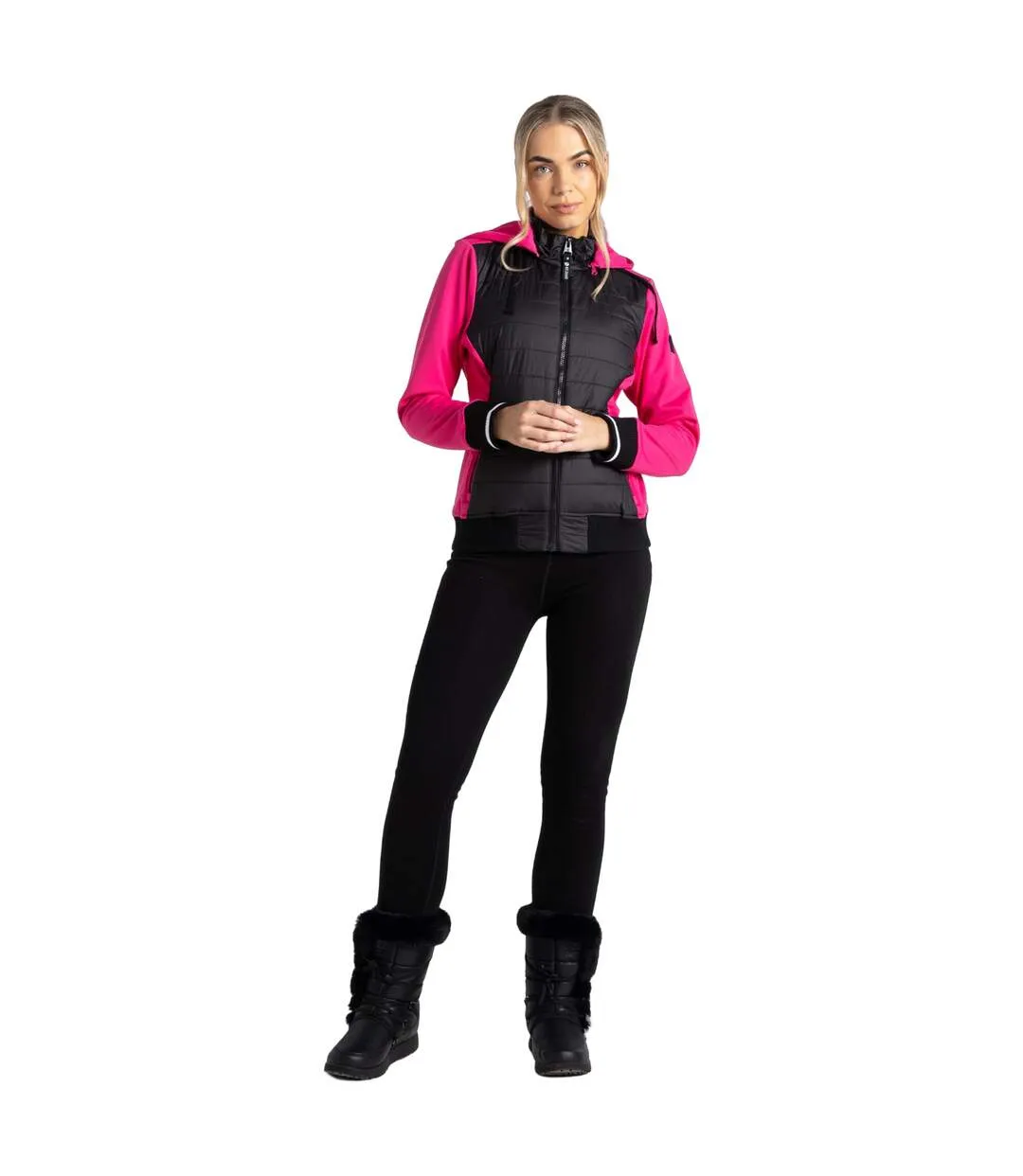 Womens/ladies fend hooded jacket black/pure pink Dare 2B