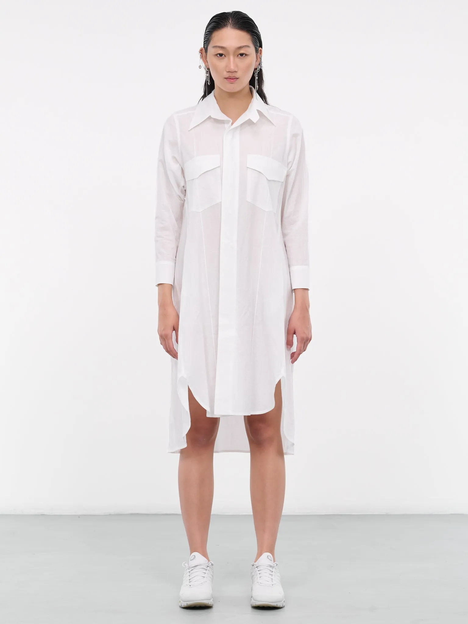 Workwear Shirt Dress (FJ-D67-005-1-OFF-WHITE)