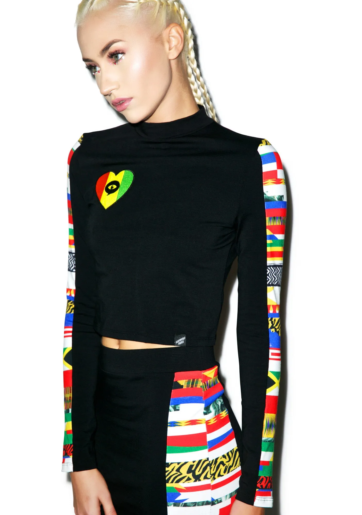 World Long Sleeve Polo Crop-