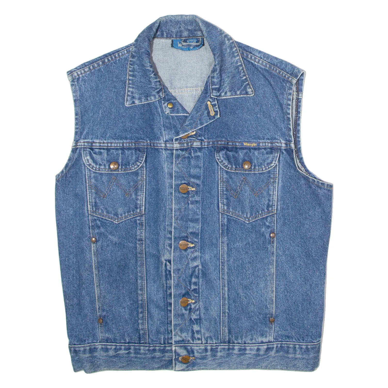 WRANGLER Mens Denim Waistcoat Blue L