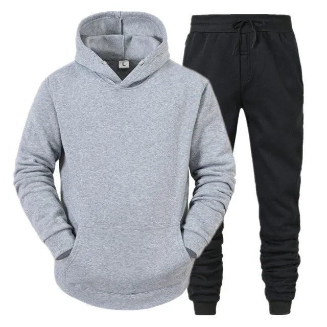 Xituodai Men's Sets Hoodies+Pants Fleece Tracksuits Solid Pullovers Jackets Sweatershirts Sweatpants Oversized Hooded Streetwear