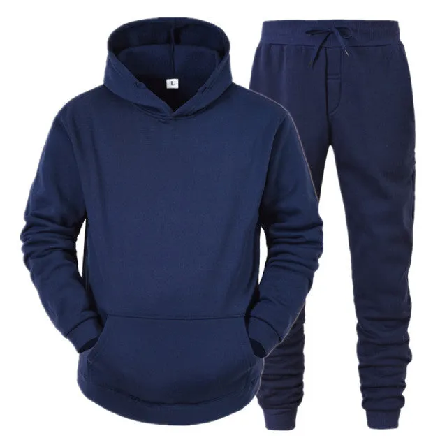 Xituodai Men's Sets Hoodies+Pants Fleece Tracksuits Solid Pullovers Jackets Sweatershirts Sweatpants Oversized Hooded Streetwear