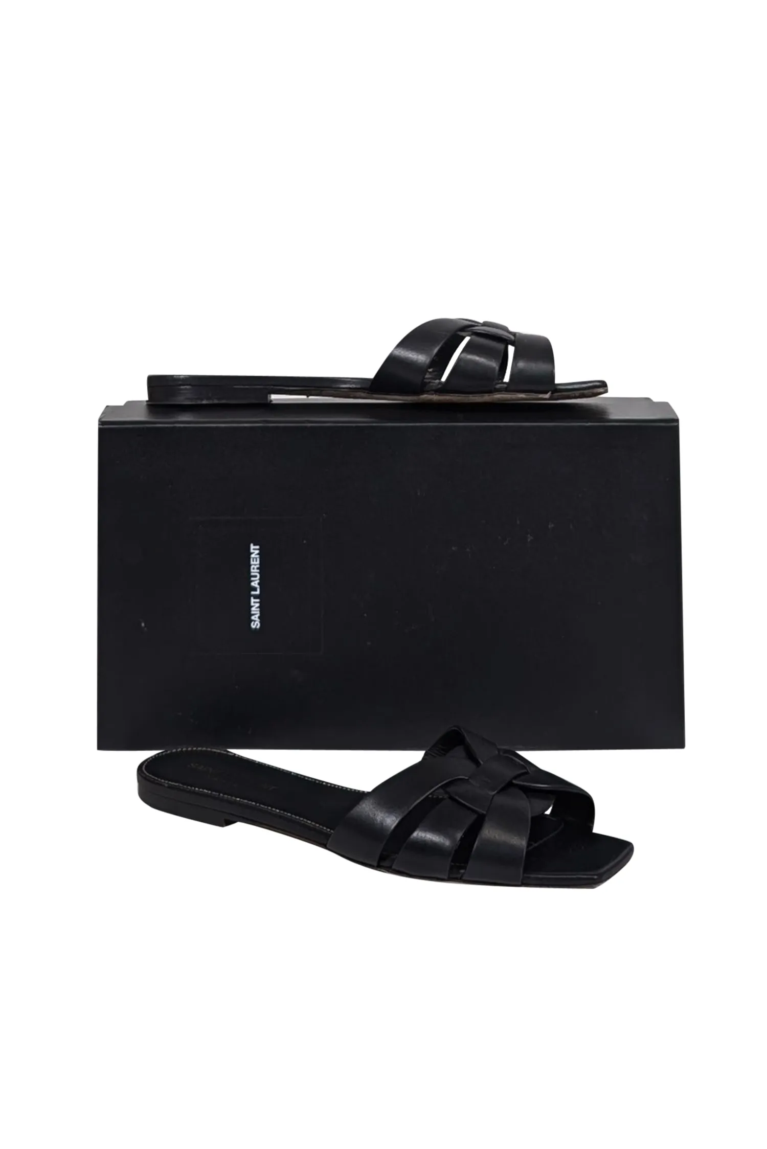 Yves Saint Laurent - Black Leather Slide Sandals Sz 9