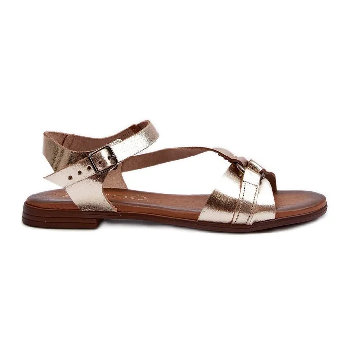 Zazoo 40182 Women's Leather Sandals Gold golden