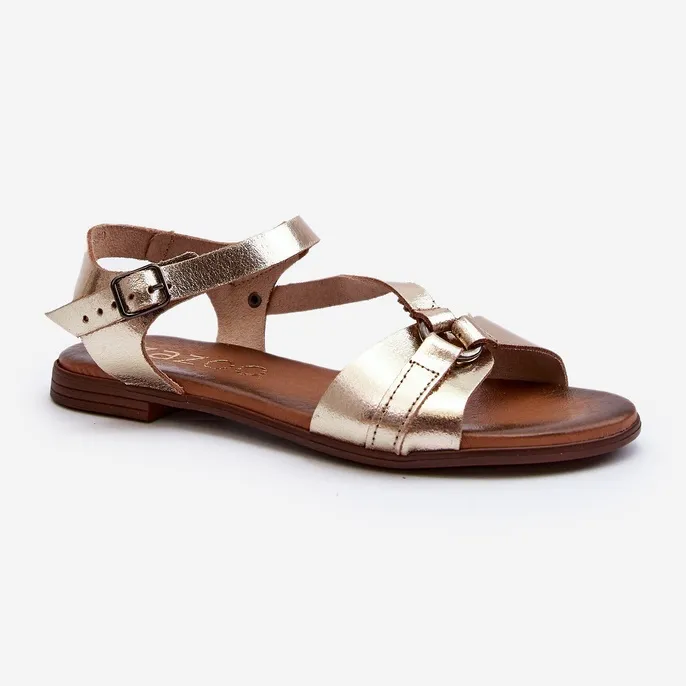 Zazoo 40182 Women's Leather Sandals Gold golden