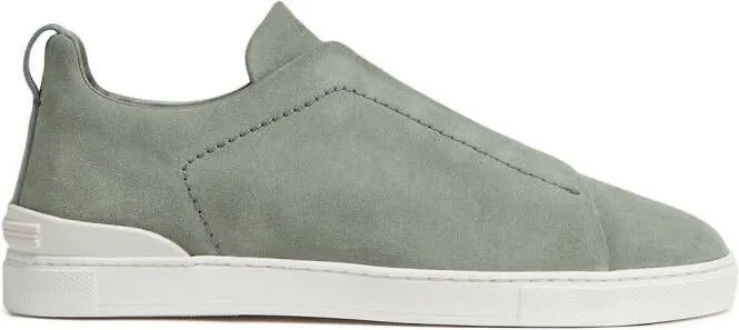 Zegna Triple Stitch suede sneakers Green