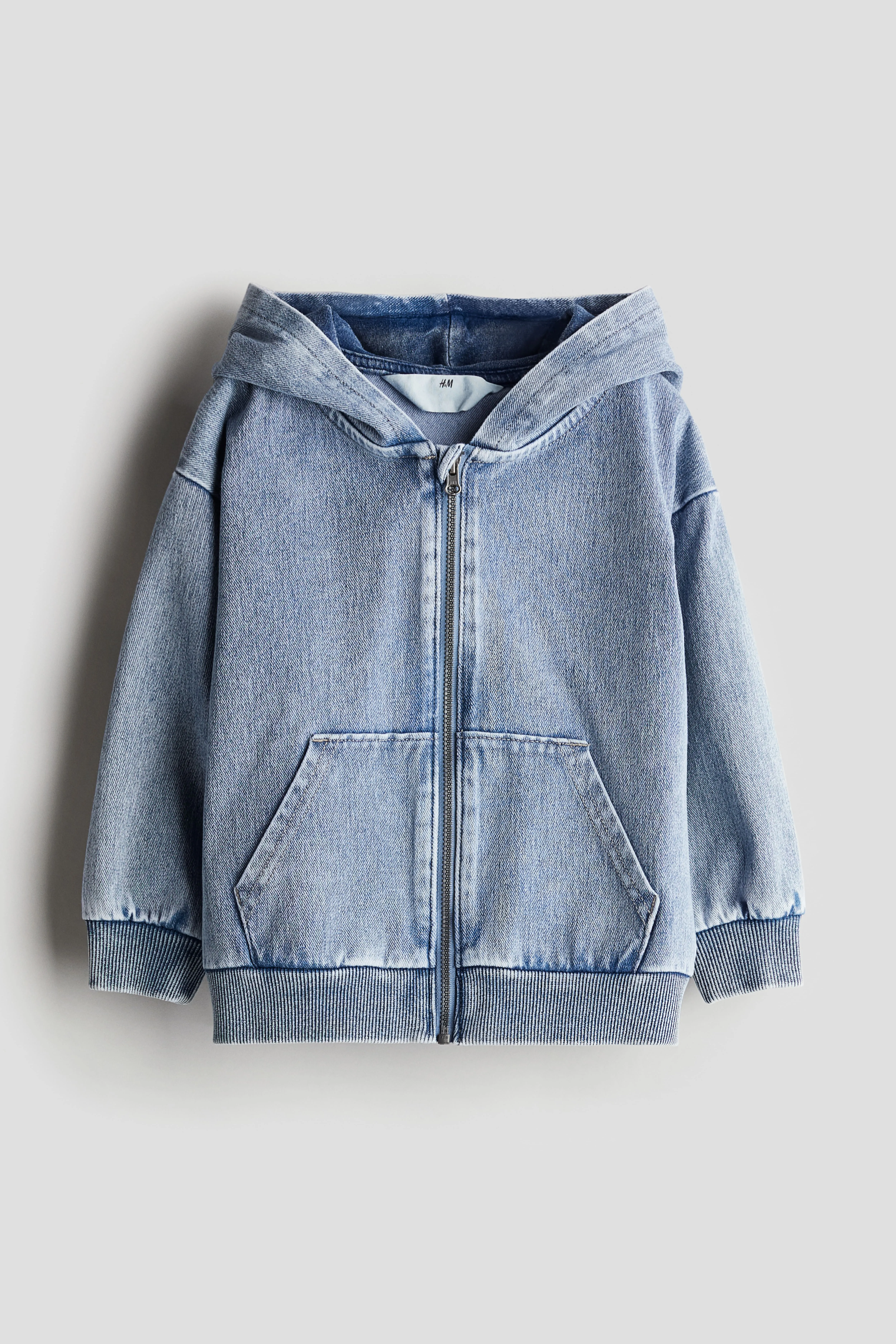 Zip-through twill hoodie - V-neck - Long sleeve - Blue - Kids | H&M GB