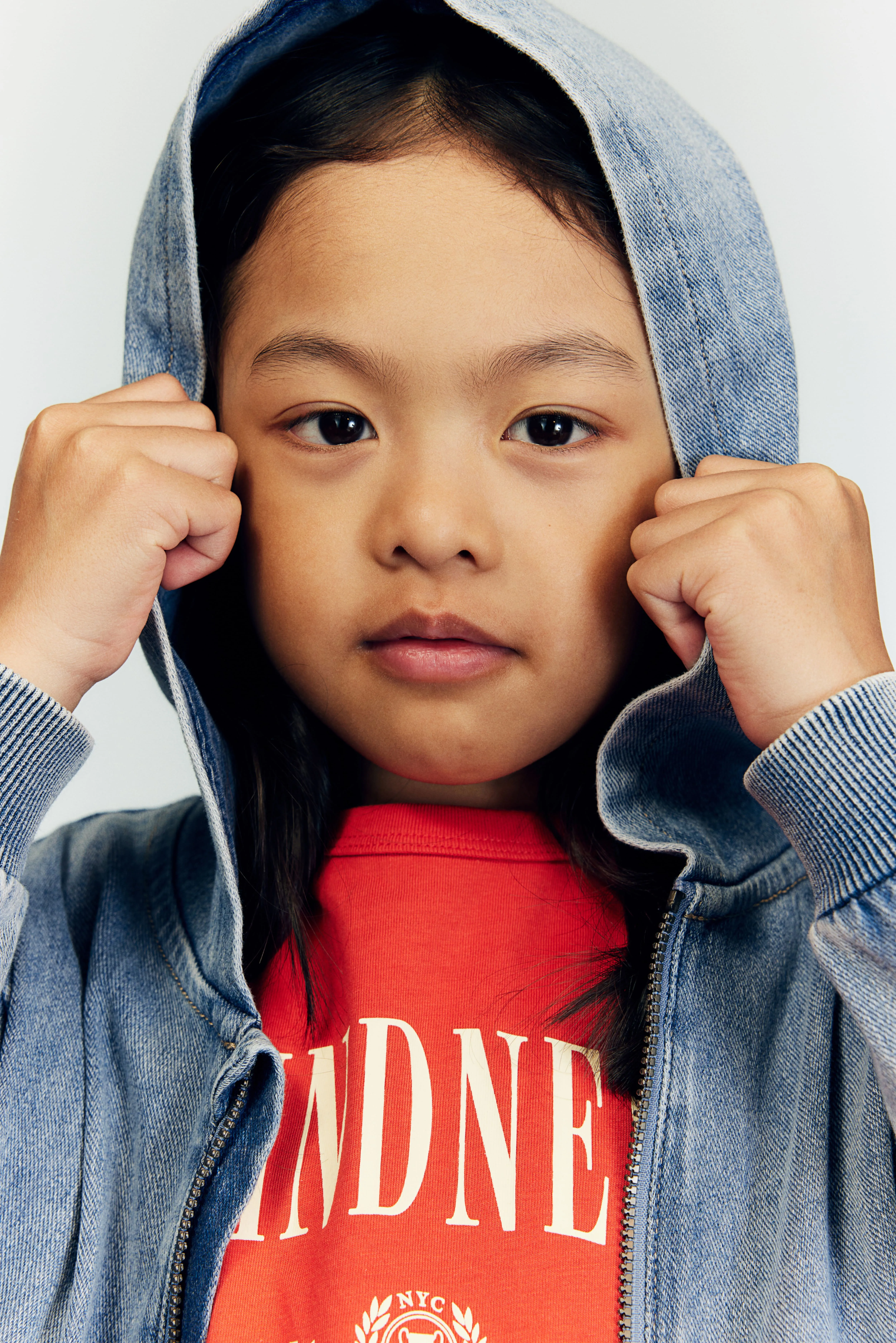 Zip-through twill hoodie - V-neck - Long sleeve - Blue - Kids | H&M GB